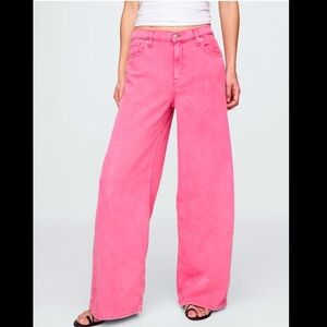 GAP Baggy Mid-Rise Ultrasoft Pink Denim